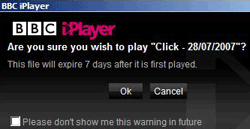 iPlayer play for seven days warning